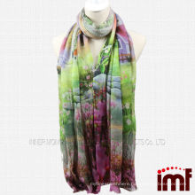 Cashmere Wool Blend House Tree Print Stole or Shawl